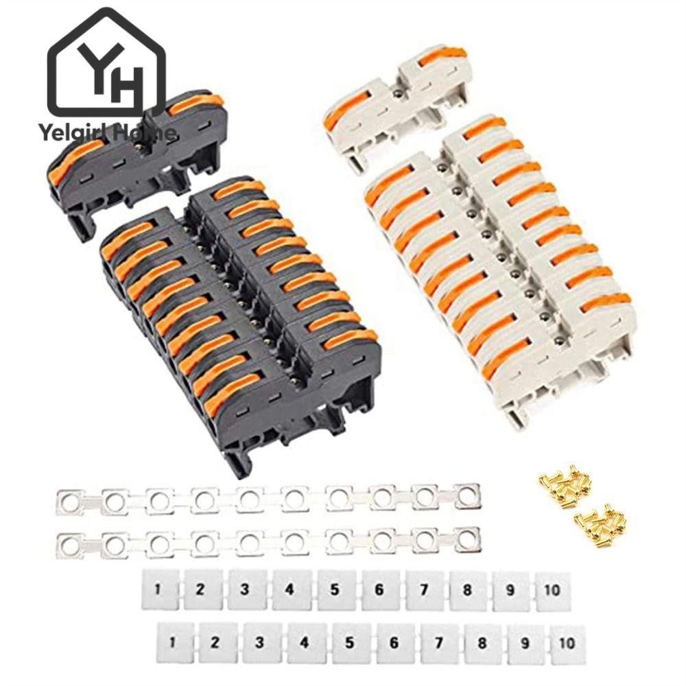 YELGIRLB 20 ชิ้น DIN Rail Terminal Blocks Kit, Compact 32A 400V Power ...