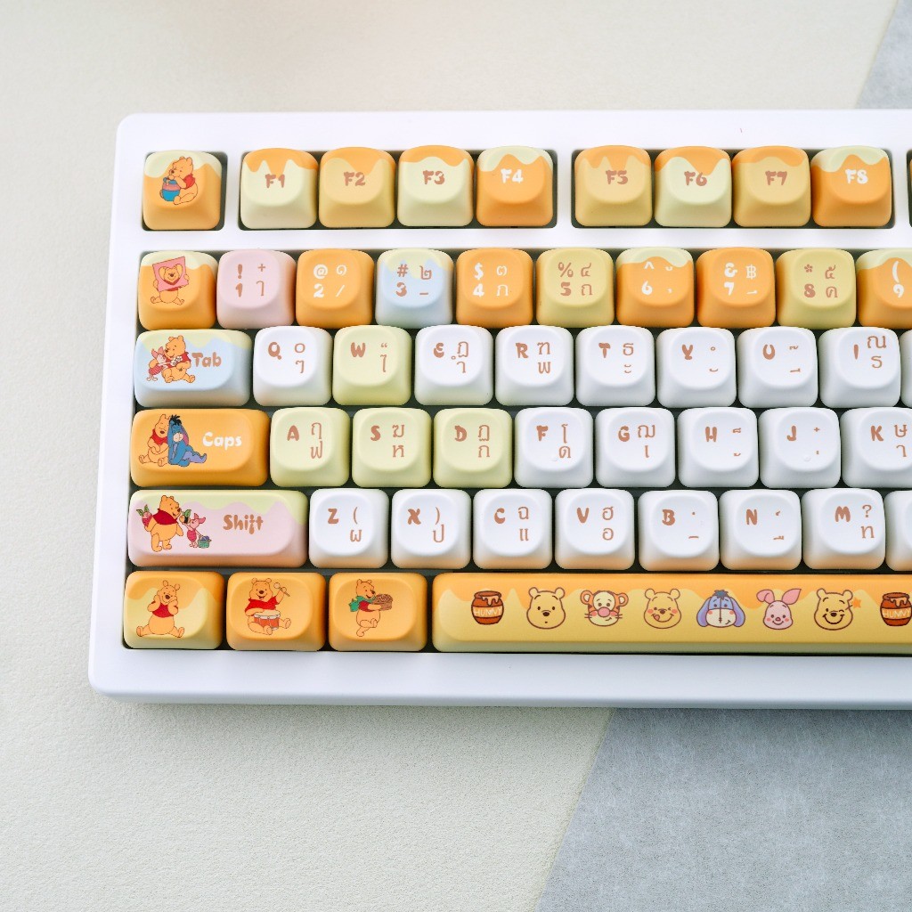 Winnie The Pooh Keycaps PBT 130 คีย์ MOA Profile Piglet Eeyore น่ารัก ...