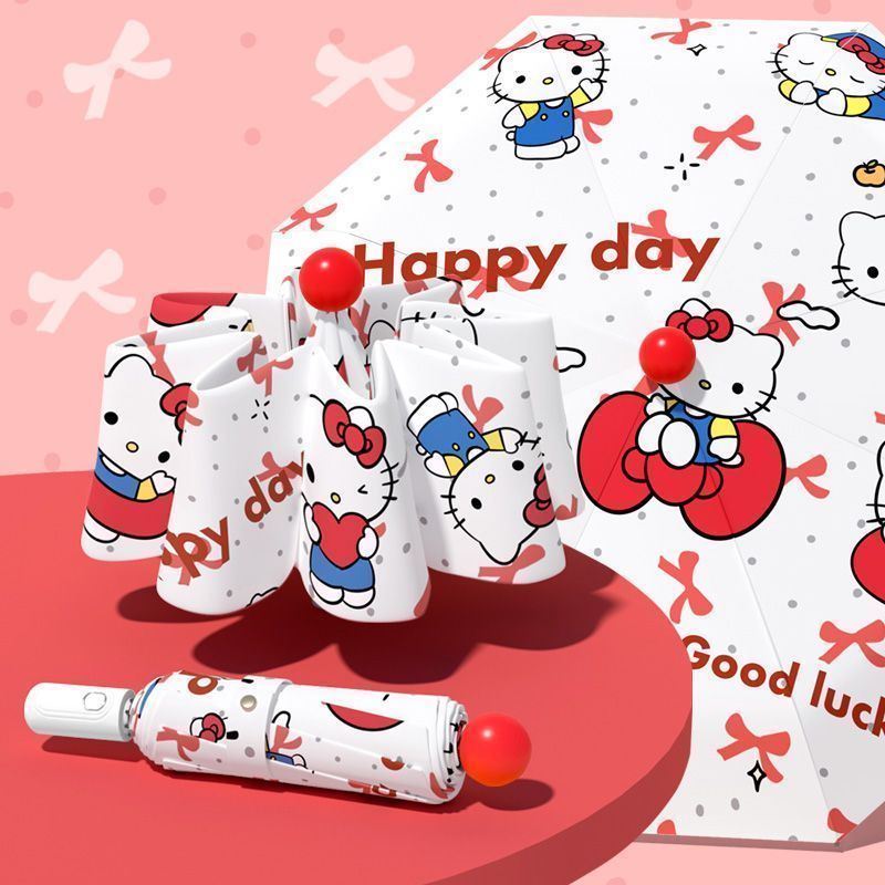 ร่มอัตโนมัติ Hellokitty น่ารัก กันแดดAnti-Ultraviolet และป้องกันฝน