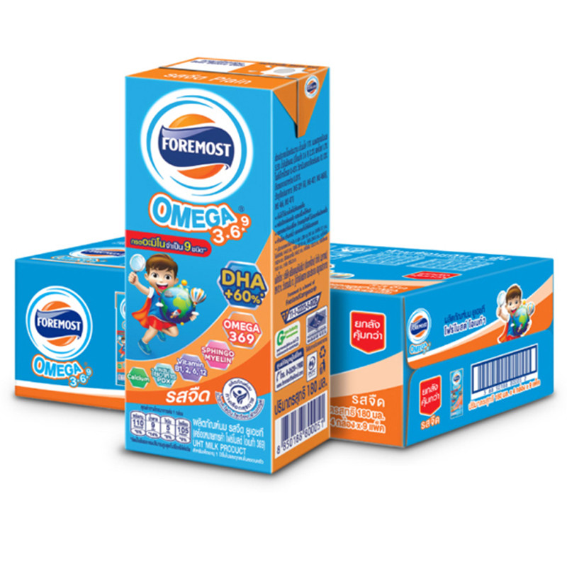โฟร์โมสต์โอเมก้า369นมยูเอชทีรสจืด 180มล แพค 36 Foremost Omega 369 UHT ...