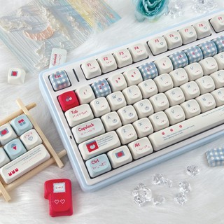 MAIMOOO Kawaii Kaomoji Keycap 120 คีย์ MOA/เชอร์รี่โปรไฟล์ PBT น่ารักการ์ตูน Dye Sublimation Aula F75 F99 RK100 Blue Keycaps ผลไม้ Kaomoji Keycap