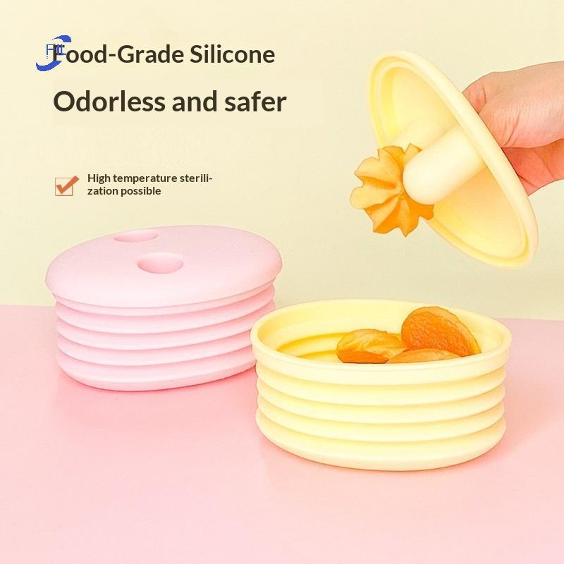 FIL ซิลิโคน No-Mess Snack Box Dirt-proof พร้อมฝาปิด Nut Snack Storage ...