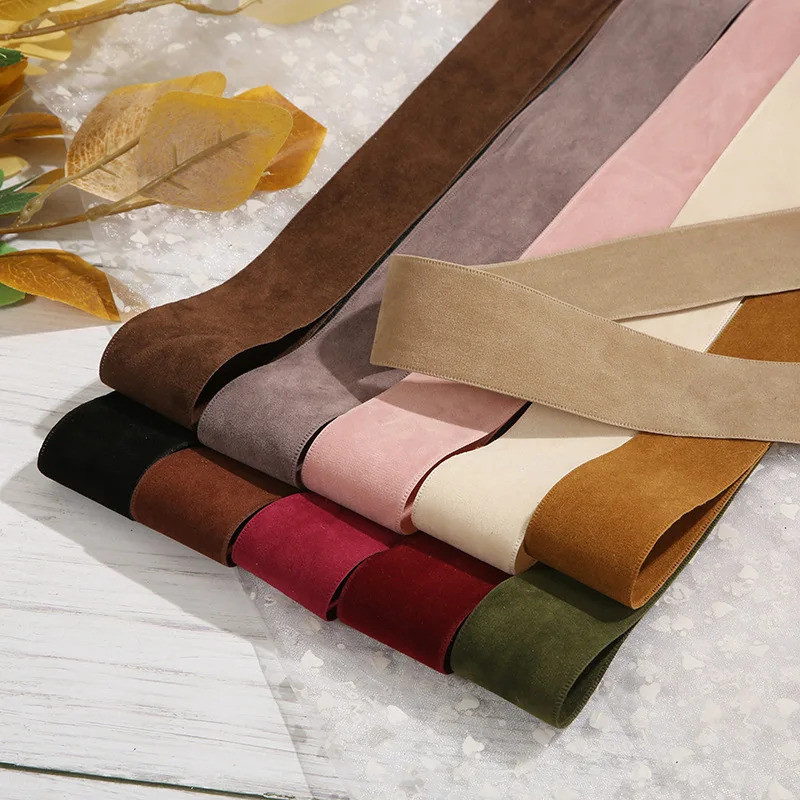 5 Yards Double Sided Suede Ribbon 25/38mm Solid Color Matte Texture ...
