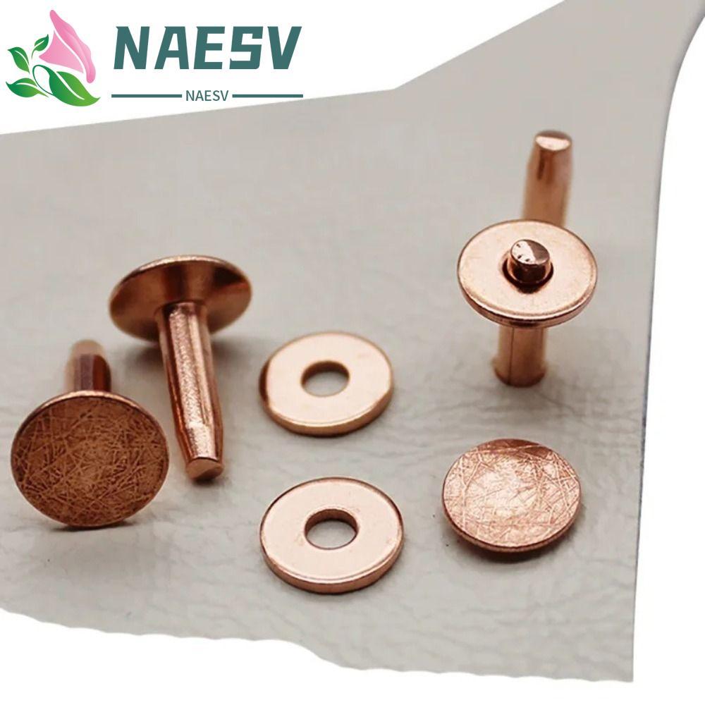 NAESV 100 pcs ทองเหลือง Rivets, Burrs Studs ถาวร Tack หนัง Rivets, 6 ...