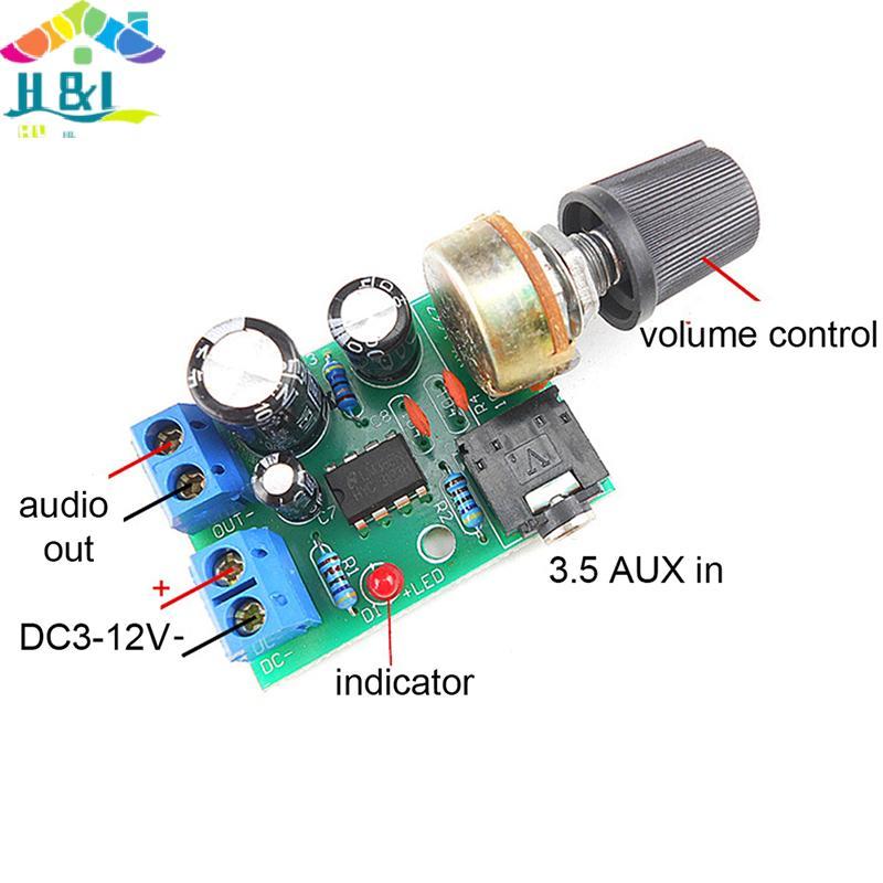 H&L LM386 10W บอร์ดขยายเสียง Mono 3.5 มม.DC 3-12V Volume Control {th ...