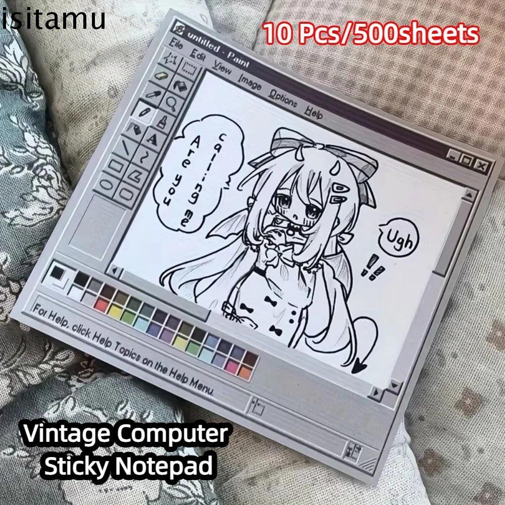 ISITAFT 500Sheepts Vintage Computer Sticky Notepad, Retro Square Paper ...
