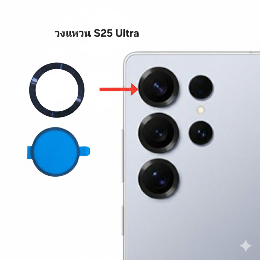 วงแหวนเลนส์กล้องหลัง Samsung Galaxy S25 Ultra / Camera Ring สีเงิน #293 ...