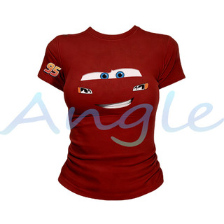 COD เสื้อ Baby Tee ผู้หญิง สีแดง ลายรถแข่ง เบอร์95 เสื้อครอปแขนสั้น เข้ารูป Y2K แฟชั่นสาวเท่ ใส่สบาย 2026