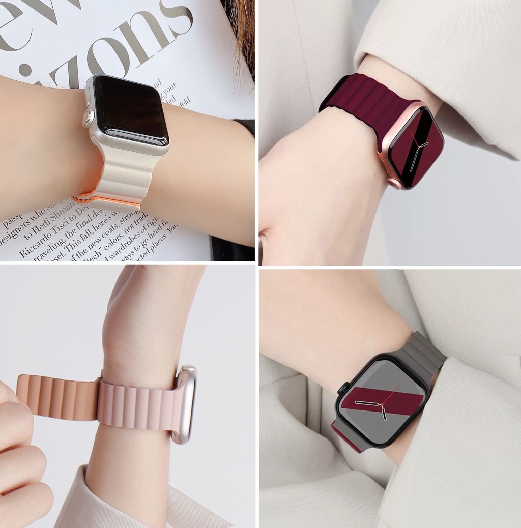 เกี่ยวกับสินค้า สายนาฬิกาข้อมือซิลิโคน แม่เหล็ก สําหรับ สายนาฬิกา applewatch Series 8 7 6 se 5 4 3 2 1 i Watch ไซซ์ 49มม 41 มม. 45 มม. 38 มม. 40 มม. 42 มม. 44 มม. สาย applewatch