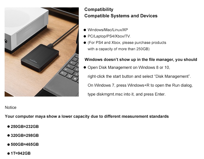 Walram ฮาร์ดไดรฟ์ภายนอก แบบพกพา 1TB 250GB 320GB 500GB Ultra Slim HDD ...