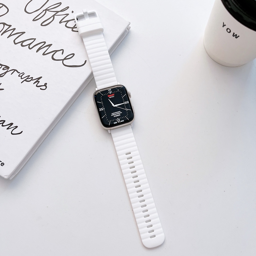 มุมมองเพิ่มเติมของสินค้า สายนาฬิกาข้อมือ ซิลิโคนนิ่ม สีมาการอง สําหรับ Apple Watch Series 8 iWatch Series 7 6 SE 41 มม. 45 มม. 44 มม. 40 มม.