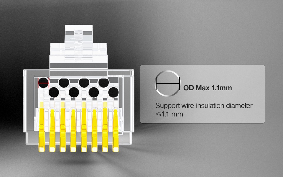 AMPCOM ตัวต่อ CAT6 RJ45, สายปลั๊กโมดูล RJ45, 30μ/50μ, สายปลั๊กต่อเพื่อ ...