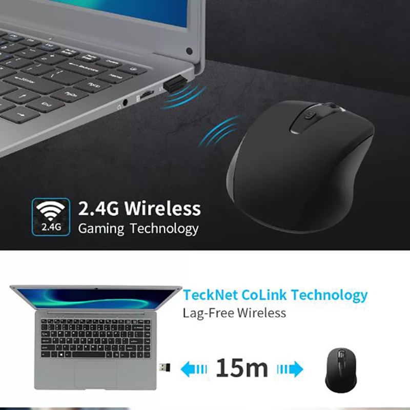 มุมมองเพิ่มเติมของสินค้า Jumper Black Wireless Mouse with USB Adapter สําหรับแล็ปท็อป คอมพิวเตอร์ โทรศัพท์มือถือ