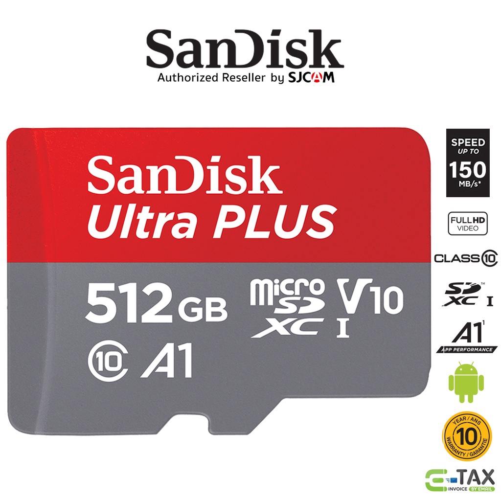 เกี่ยวกับ Sandisk Ultra Micro SD Card SDXC 512GB Class10 อ่านสูงสุด 150MB/s A1 (SDSQUAC-512G-GN6MN) เมมโมรี่การ์ด สำหรับ แท็บเล็ต โทรศัพท์มือถือ Mobile Tablet ประกัน 10 ปี