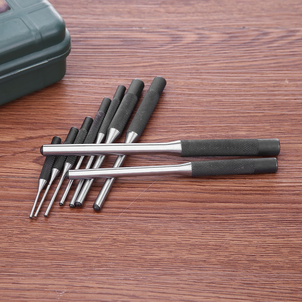 รายละเอียดเพิ่มเติมเกี่ยวกับ 9pcs/set Multi Size Round Head Pins Set Punch Steel Grip Roll Pins Punch Tool