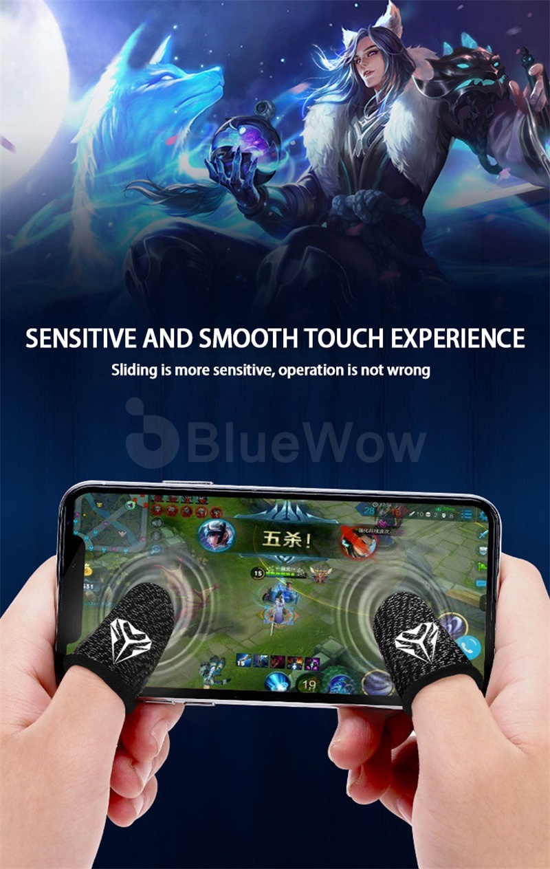 ข้อมูลเพิ่มเติมของ BlueWow SZ02 ปลอกสวมนิ้วเล่นเกม ไฟเบอร์ 0.3 มม. กันเหงื่อ ระบายอากาศ สําหรับจอยเกมมือถือ