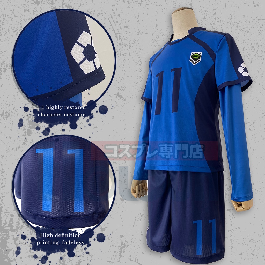 ข้อมูลประกอบของ Holoun Blue Lock ชุดคอสเพลย์ เสื้อยืด ลายอนิเมะ Football Soccer Uniform Isagi Yoichi Bachira Chigiri Nagi Rin Sae Itoshi สีฟ้า สําหรับปาร์ตี้ฮาโลวีน