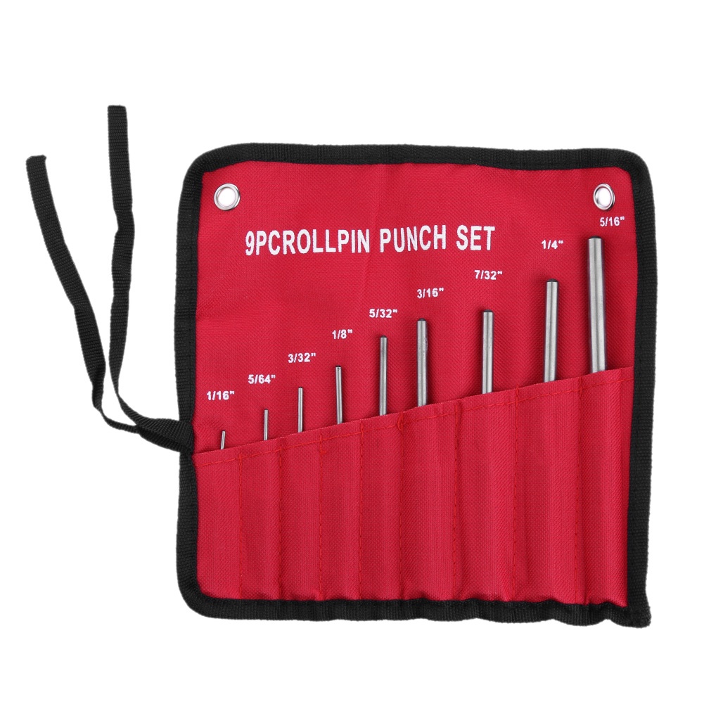 รายละเอียดเพิ่มเติมเกี่ยวกับ 9pcs/set Multi Size Round Head Pins Set Punch Steel Grip Roll Pins Punch Tool