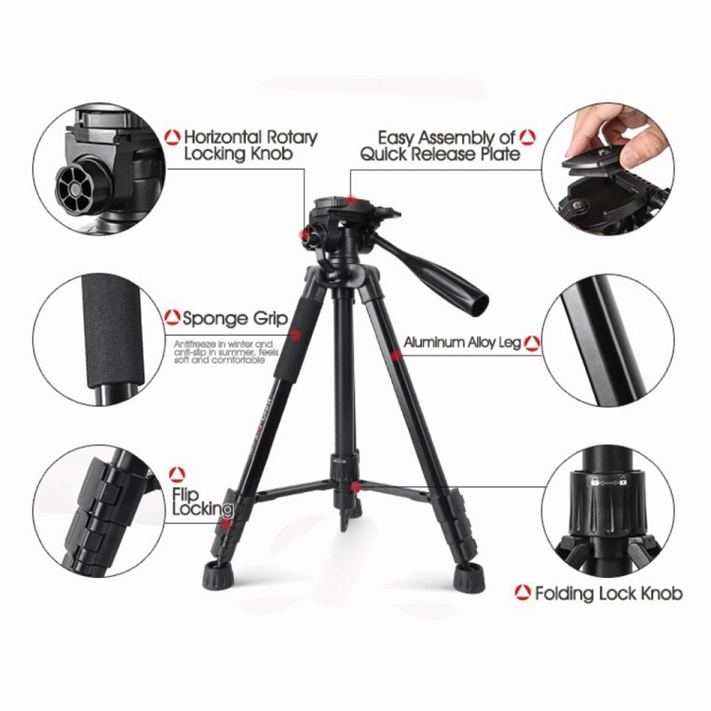 ข้อมูลประกอบของ Kingjoy VT-860 Video / Photo Lightweight Aluminum Alloy Tripod ขาตั้งกล้อง แบบ 3 ขา คุณภาพสูง