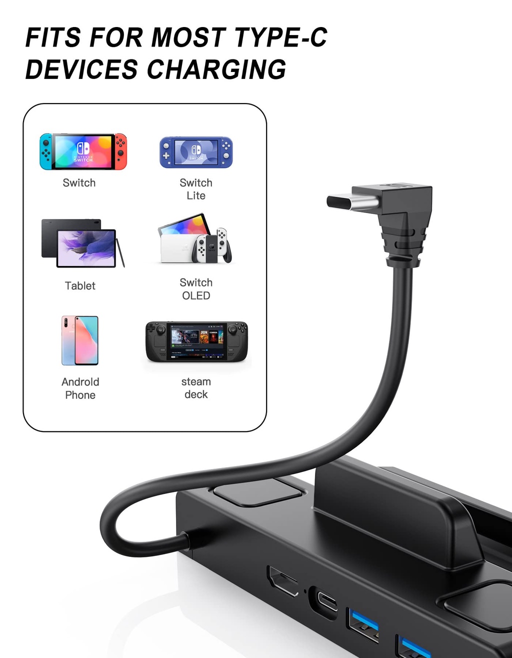 มุมมองเพิ่มเติมของสินค้า Goojodoq Steam Deck Docking Station ขาตั้งฐานทีวี 6 in 1 Hub Holder Dock 30Hz / 60Hz รองรับ USB-C RJ45 Ethernet สำหรับคอนโซล Steam Deck