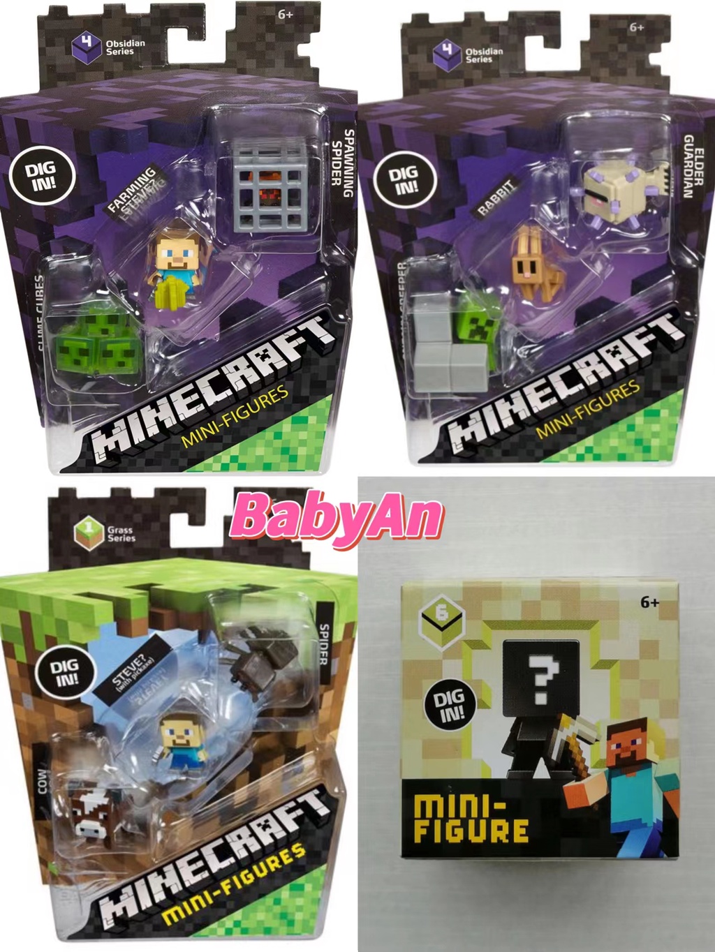 Minecraft Mini Figure 3-Pack ฟิกเกอร์ Minecraft ขนาดเล็ก 3 แพ็ค ...