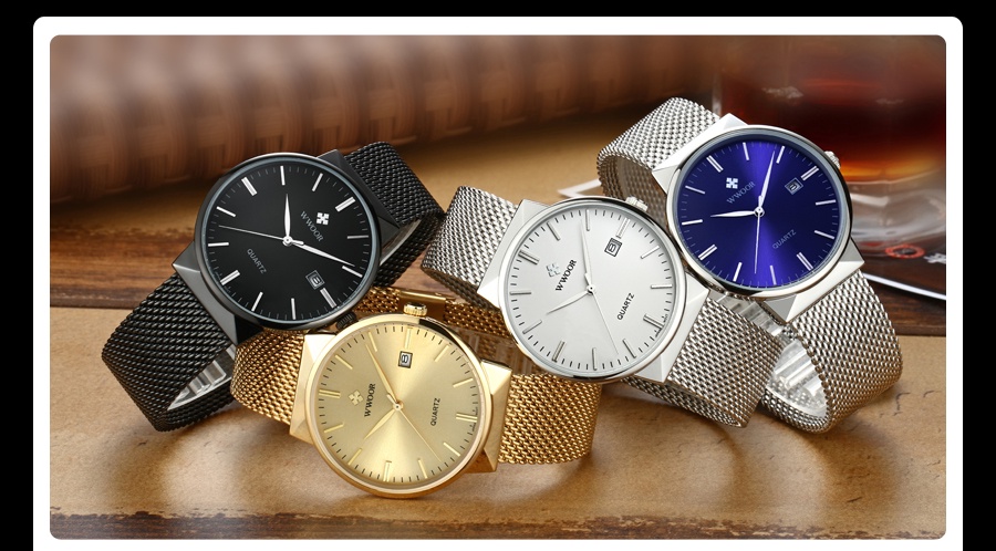 มุมมองเพิ่มเติมของสินค้า WWOOR นาฬิกาผู้ชาย นาฬิกาข้อมือควอตซ์กีฬากันน้ำสำ นาฬิกาสแตนเลสหรูหรา 8826W