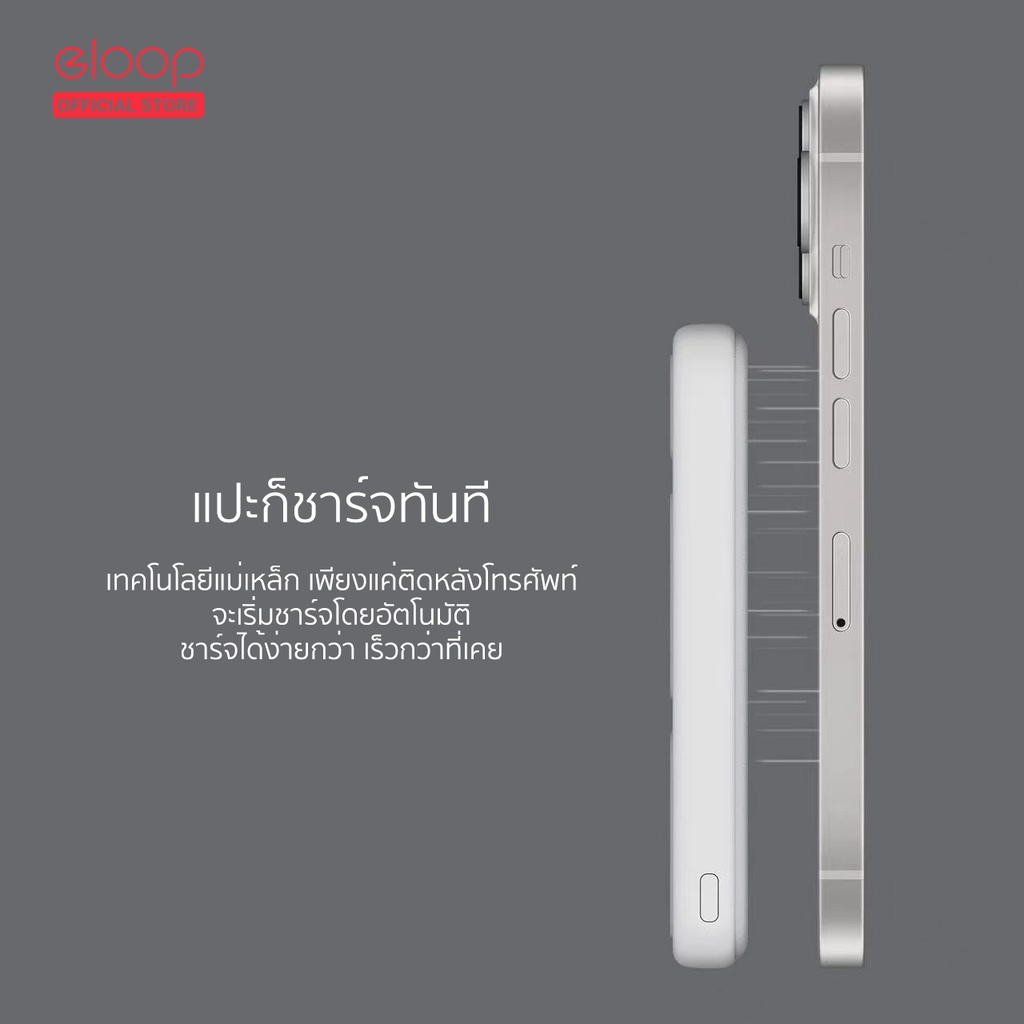 มุมมองเพิ่มเติมของสินค้า Eloop EW56 MagCharge Magnetic 7000mAh แบตสำรองไร้สาย Battery Pack Power Bank พาวเวอร์แบงค์ Wireless Charger  Orsen PowerBank USB Type C พาเวอร์แบงค์ เพาเวอร์แบงค์ แบตเตอรี่สำรอง ของแท้100%