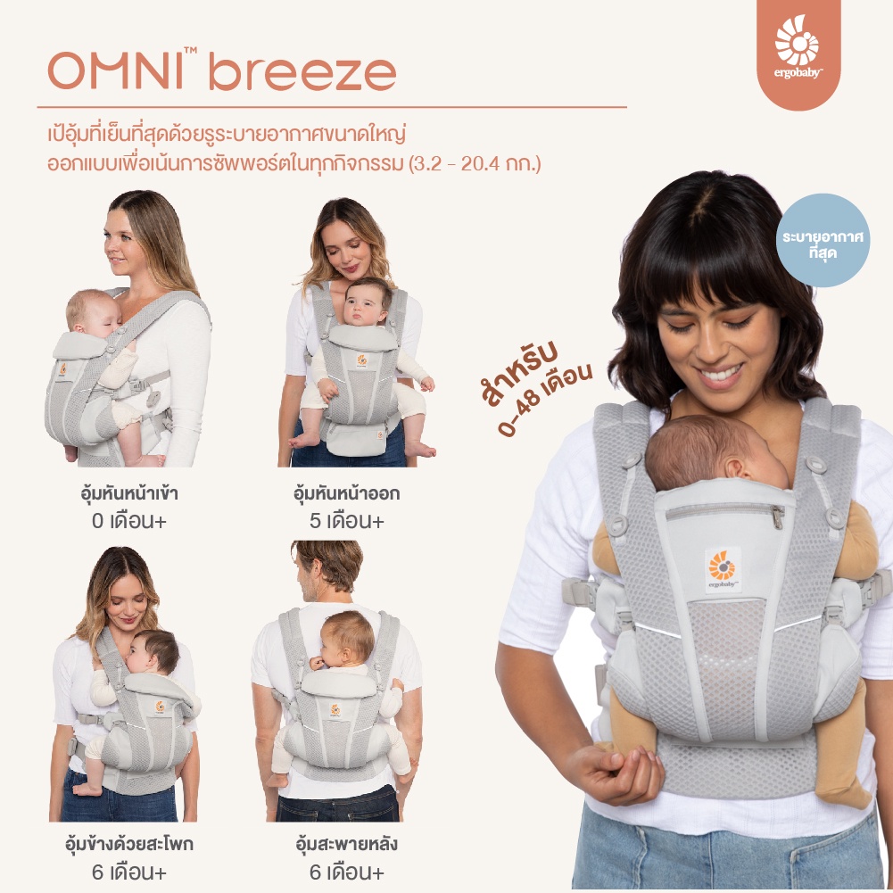 เกี่ยวกับสินค้า Ergobaby Omni Breeze Pearl Grey EGBCZ360PGRY