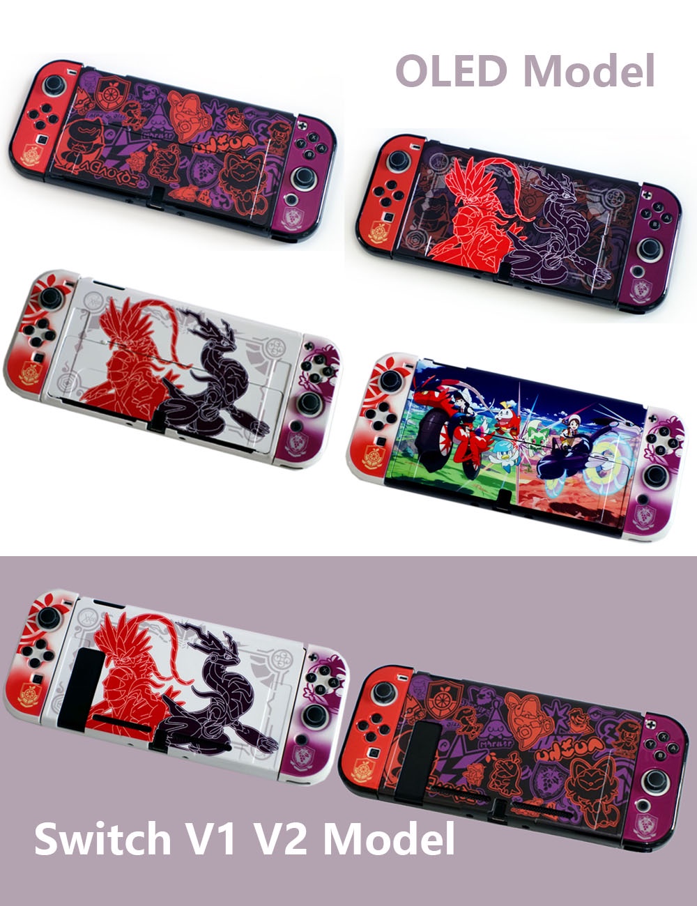 รายละเอียดเพิ่มเติมเกี่ยวกับ เคสป้องกันรอย ลาย Pokmon Scarlet Violet อุปกรณ์เสริม สําหรับ Nintendo Switch V1 V2 OLED Lite