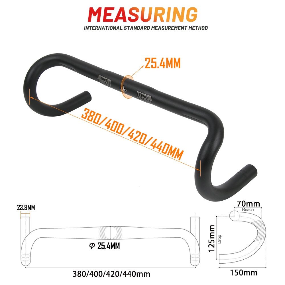 Uno Drop Bar แฮนด์จักรยานเสือหมอบ 25.4/31.8*360/380/400/420/440/460 มม. ...