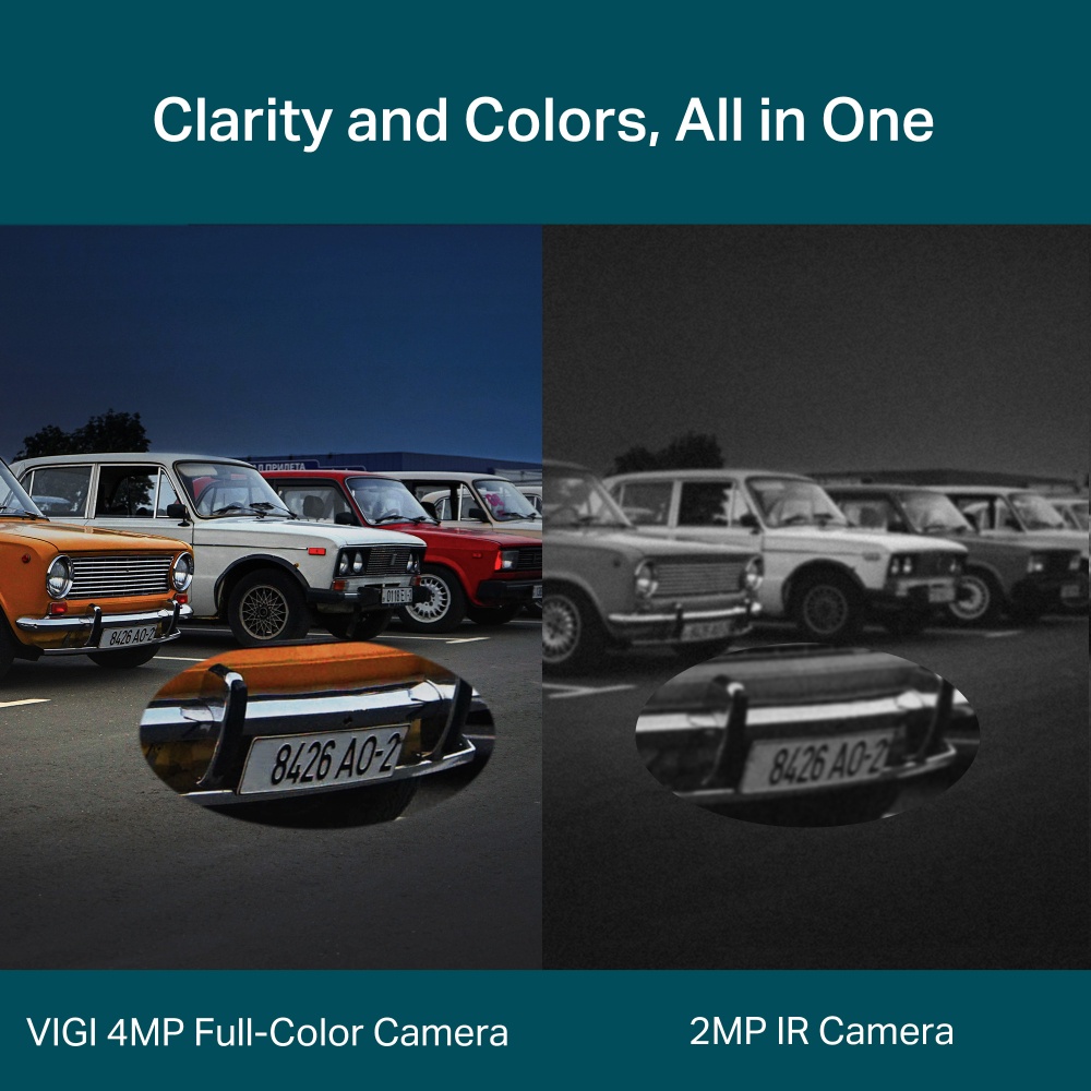 รูปภาพของ TP-Link VIGI C540-W และ VIGI C540 กล้องวงจรปิดใช้งานภายนอก ดูภาพและและวิดีโอมีสีสันเวลากลางคืน VIGI 4MP Outdoor Full-Color Pan Tilt Network Camera