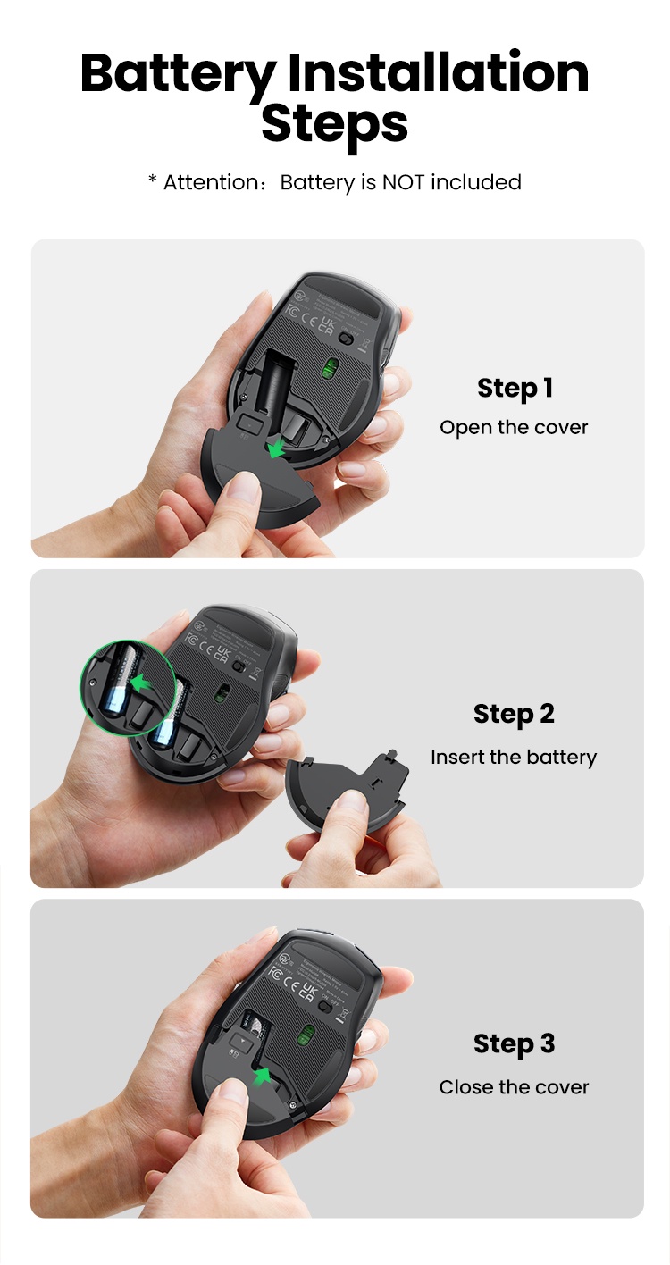 ภาพประกอบคำอธิบาย Ugreen เมาส์ไร้สาย 6 ปุ่มเสียงเงียบ Wireless Mouse 2.4G พร้อมตัวรับสัญญาณ USB 5 ระดับ DPI 4000DPI สําหรับแล็ปท็อป PC Mac Linux