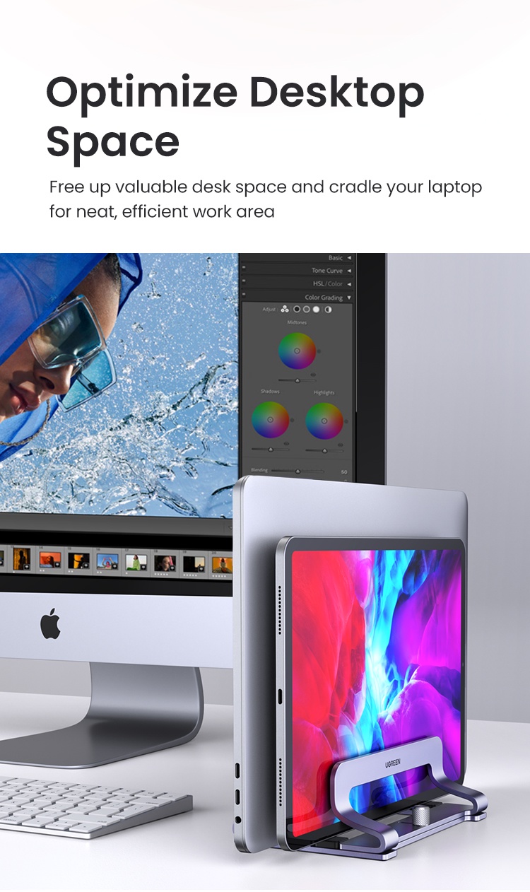 มุมมองเพิ่มเติมของสินค้า Ugreen ขาตั้งแล็ปท็อป แนวตั้ง อะลูมิเนียม ขยายได้ รองรับ MacBook Air Pro Surface Samsung Lenovo HP Up to 15.6 นิ้ว