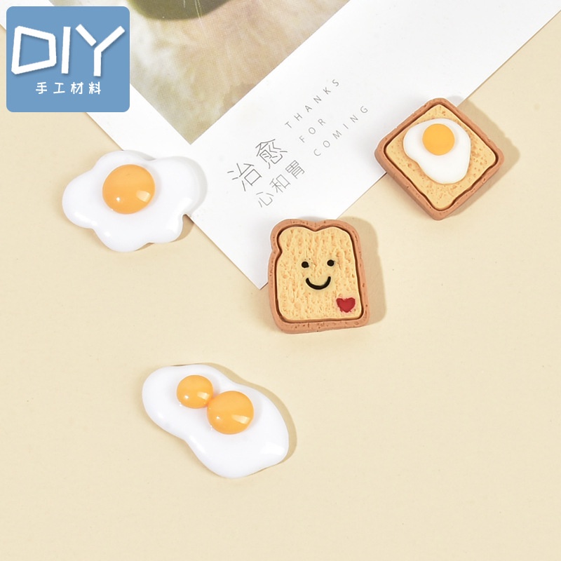 ภาพประกอบคำอธิบาย จี้ไข่ดาว ขนมปัง อาหาร น่ารัก DIY สําหรับเด็ก