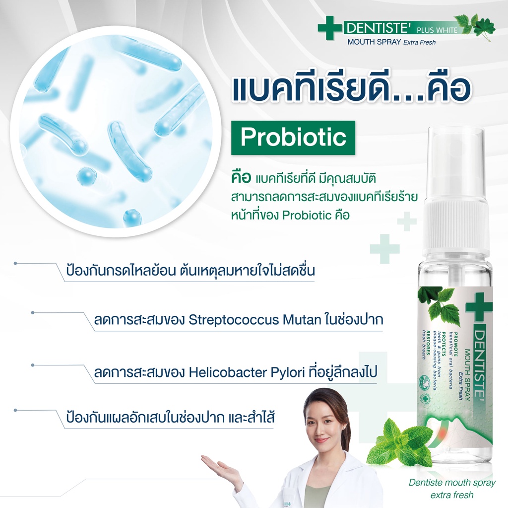 Dentiste' Dentiste Mouth Spray Extra Fresh 3 ml. สเปรย์ Postbiotics ลดการสะสมแบคทีเรีย ลมหายใจหอมสดชื่นใน 3 วิ จบปัญหากลิ่นปาก