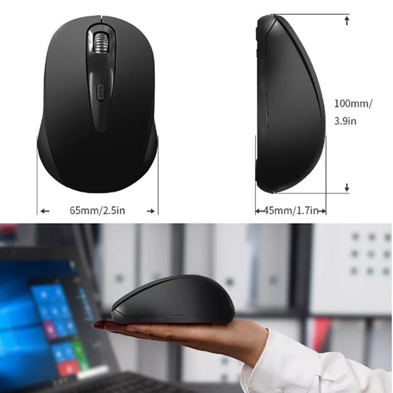 มุมมองเพิ่มเติมของสินค้า Jumper Black Wireless Mouse with USB Adapter สําหรับแล็ปท็อป คอมพิวเตอร์ โทรศัพท์มือถือ