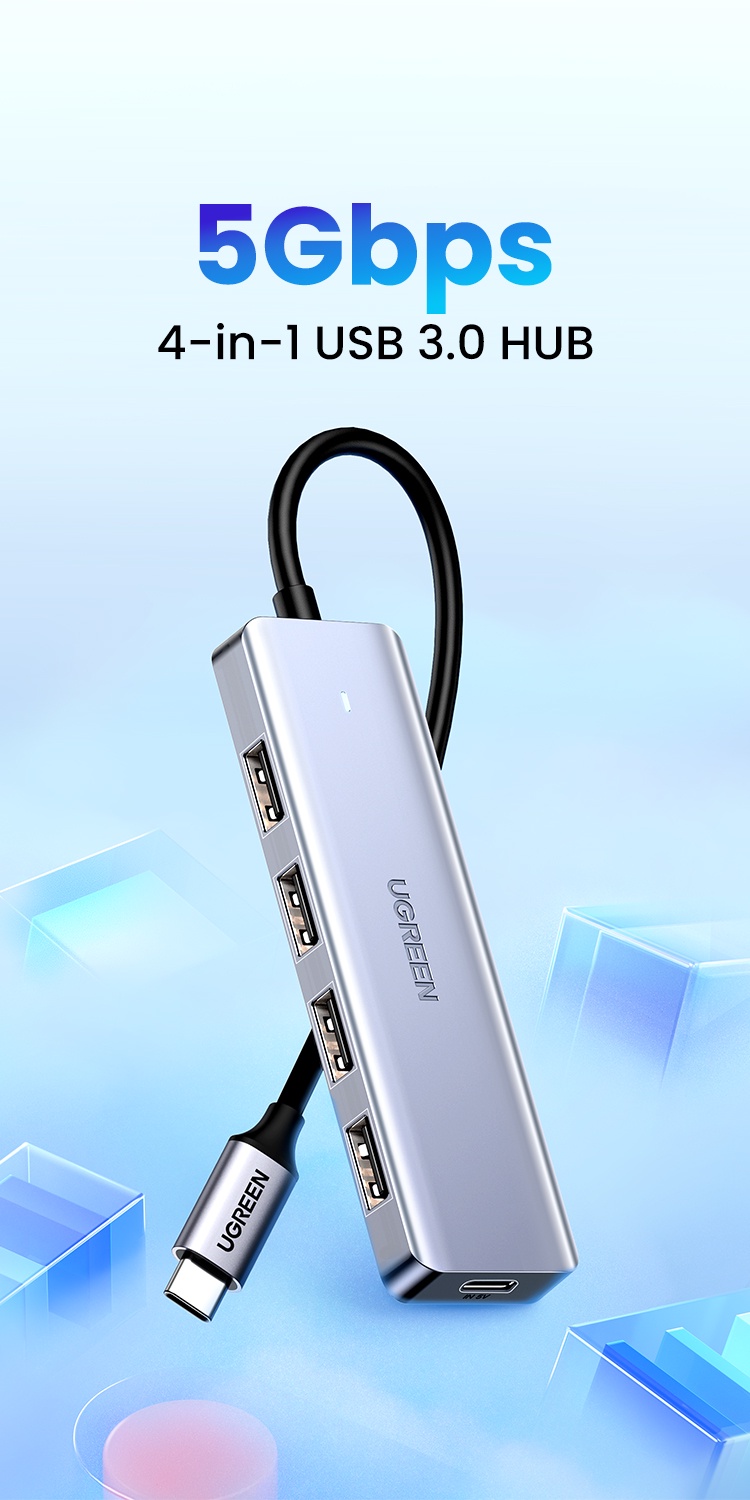 ข้อมูลเกี่ยวกับ UGREEN อะแดปเตอร์แยกพอร์ตฮับ USB 3.0 แบบ 4 ช่อง