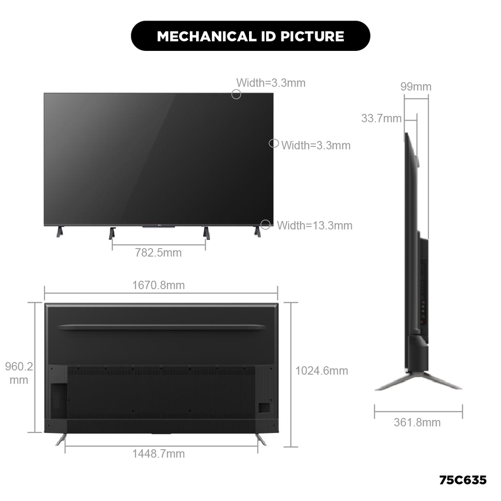 คำอธิบายเพิ่มเติมเกี่ยวกับ NEW QLED 4K Google TV TCL PREMIUM 75 นิ้ว 4K QLED TV Smart TV (รุ่น 75C635) Full Screen Design - Google Assistant & Netflix & Youtube & MEMC 60HZ-2G RAM+16G ROM- Wifi 2.4 & 5 Ghz , Handfree Voice , Onkyo