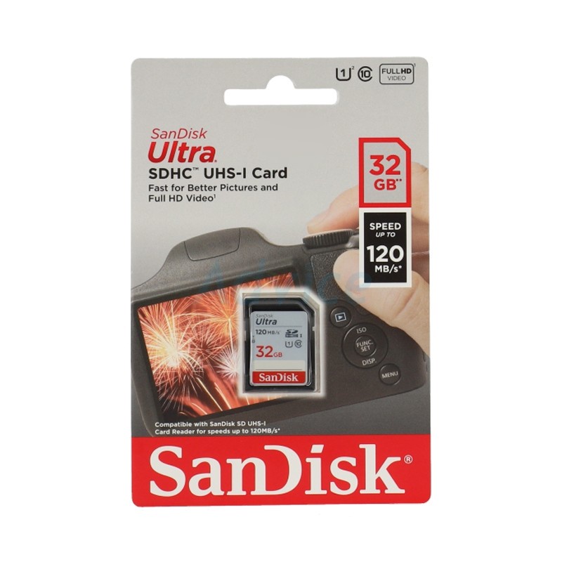 ข้อมูลเกี่ยวกับ SANDISK 32GB SD Card Ultra SDSDUN4-032G-GN6IN (120MB/s,)