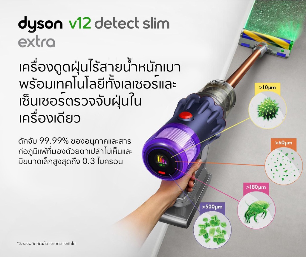 เกี่ยวกับสินค้า Dyson V12 Detect Slim Extra (Prussian Blue/Copper) Cordless Vacuum Cleaner เครื่องดูดฝุ่นไร้สาย ไดสัน