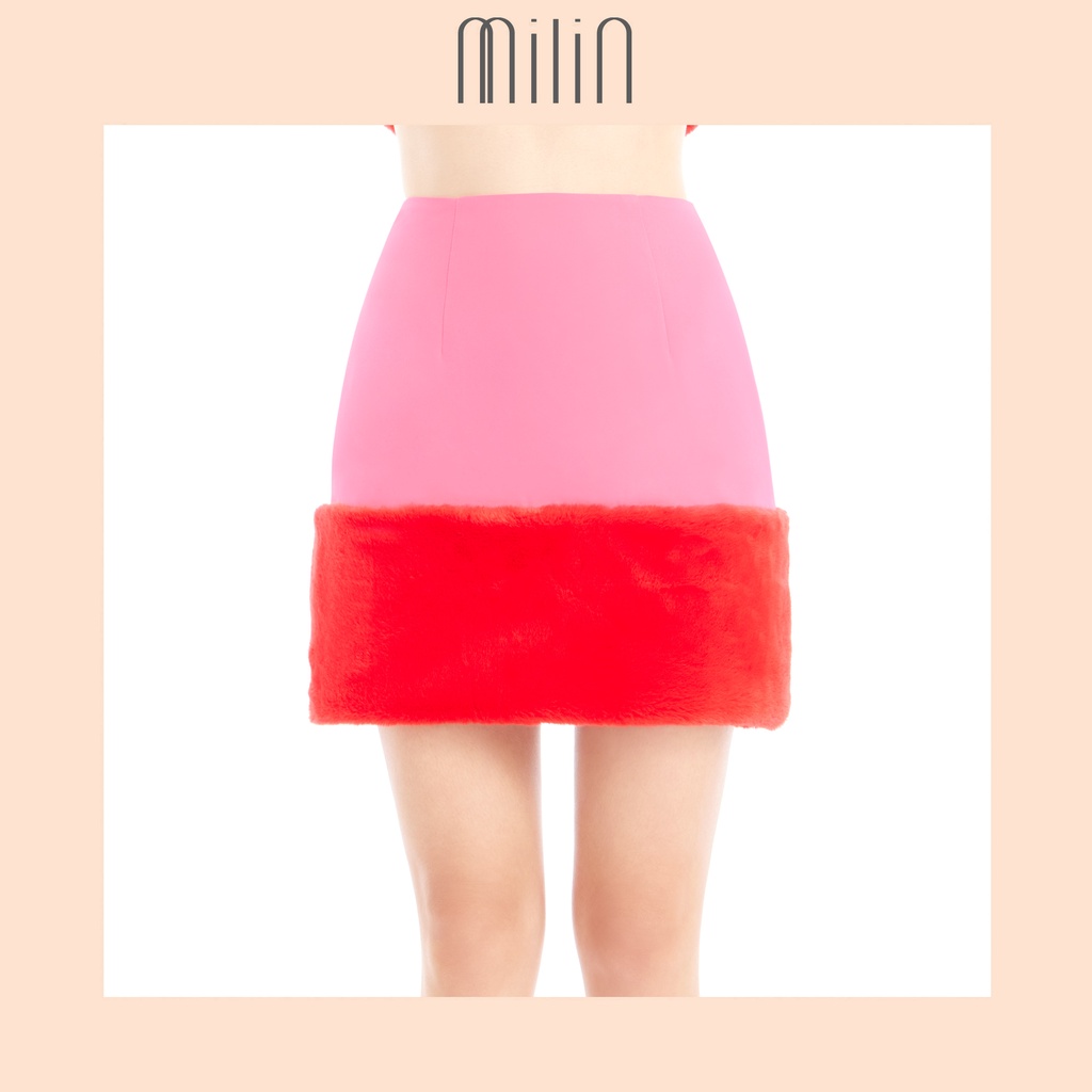 มุมมองเพิ่มเติมของสินค้า Sumptuous Skirt Faux fur A line mini skirt กระโปรงสั้นทรงเอแต่งชายเฟอร์