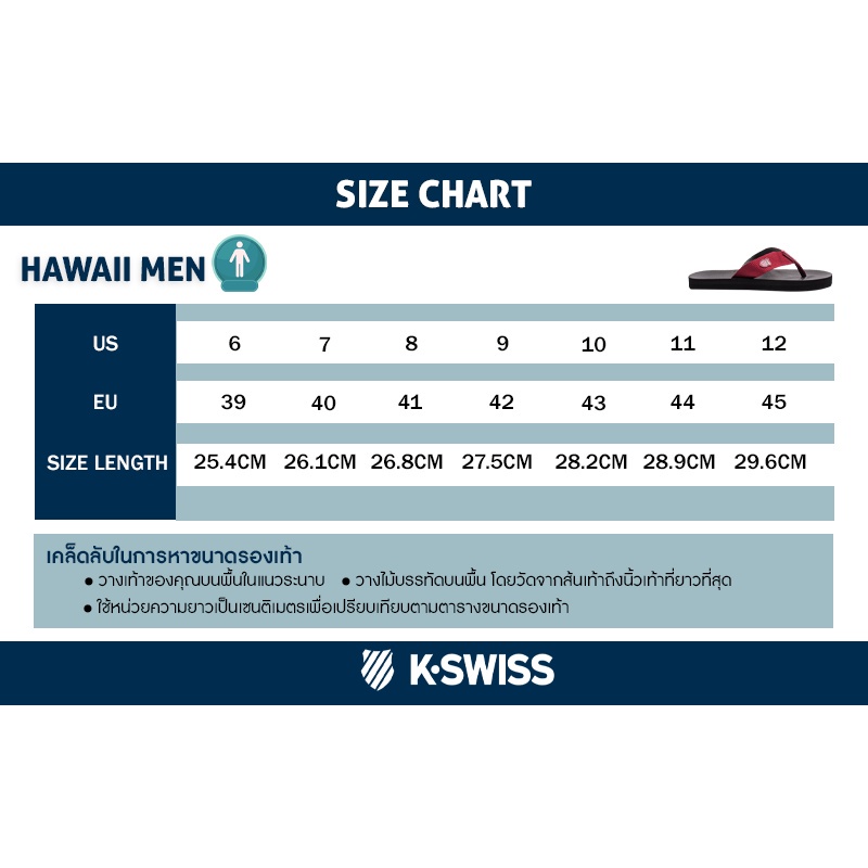 ข้อมูลเพิ่มเติมของ K-Swiss Collection รองเท้าแตะ สำหรับผู้ชาย M Hawaii3 (295)