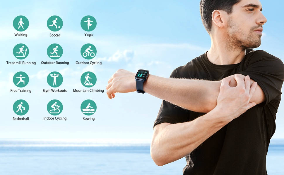 มุมมองเพิ่มเติมเกี่ยวกับ AUKEY LS02 สมาร์ทวอทช์ Smartwatch Fitness Tracker with 12 Activity Modes IPX6 Waterproof 20 Day Battery, Support iOS & Android รุ่น LS02