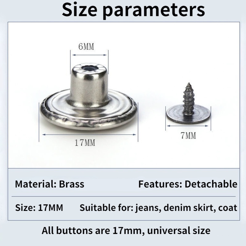 เกี่ยวกับ กระดุมโลหะ ถอดออกได้ สําหรับปรับขนาดเอวกางเกงยีน 10 ชิ้น