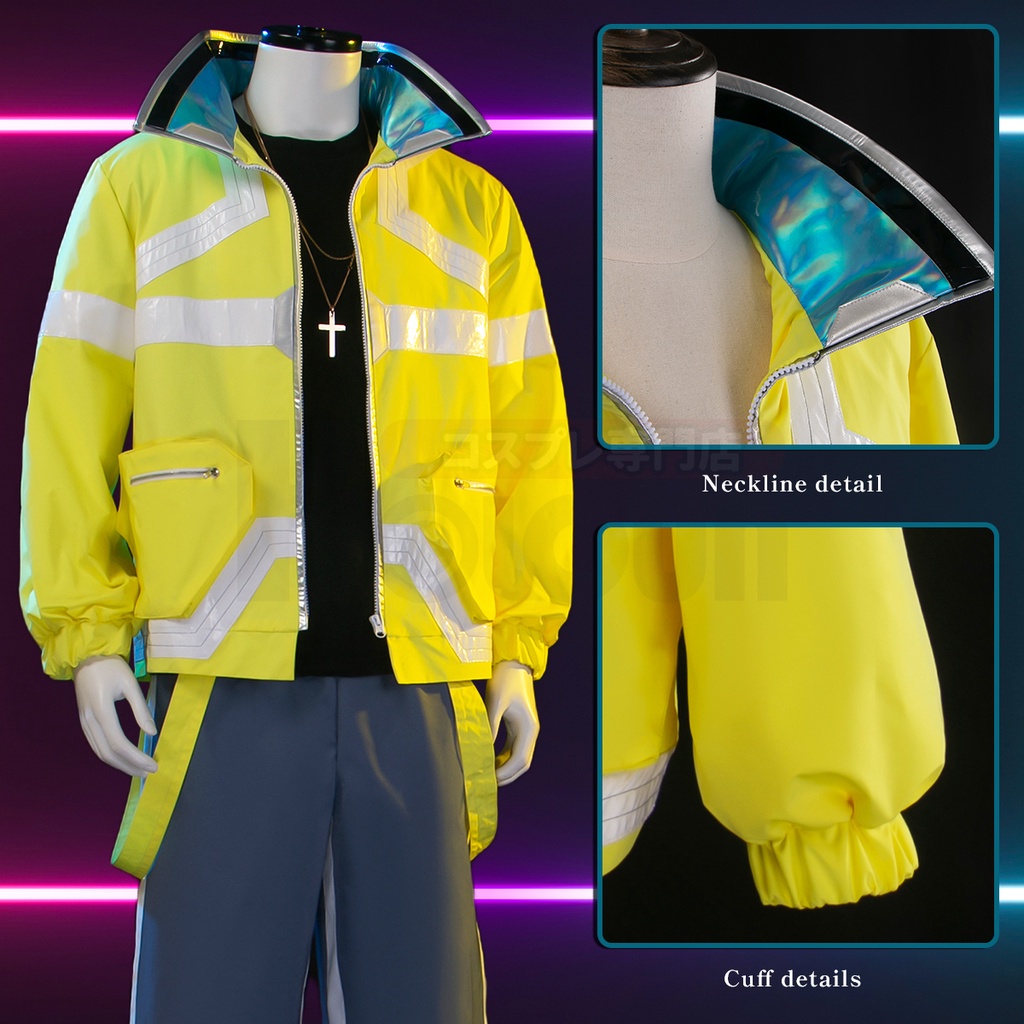 คำอธิบายเพิ่มเติมเกี่ยวกับ Holoun Edgerunners David Martinez เสื้อแจ็กเก็ต คอสเพลย์อนิเมะ สีเหลือง ลําลอง สําหรับปาร์ตี้ฮาโลวีน ทุกเพศ