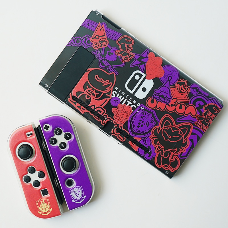 มุมมองเพิ่มเติมของสินค้า สติกเกอร์การ์ดเกมคอนโซล สีแดง และสีม่วง อุปกรณ์เสริม สําหรับ Nintendo Switch OLED