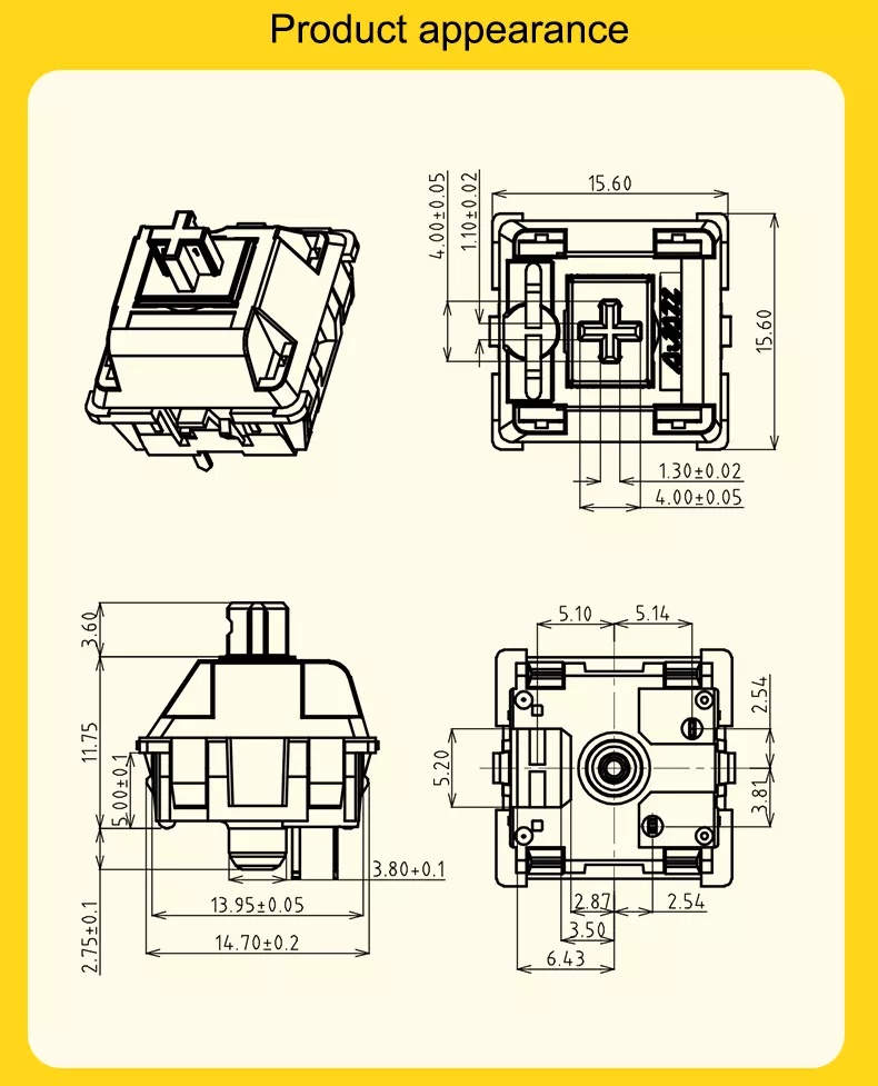 ข้อมูลเกี่ยวกับ Ajazz Kiwi (45 ชิ้น) ชุดสวิตช์ลูปผลไม้ 3pin 63g สําหรับคีย์บอร์ด DIY