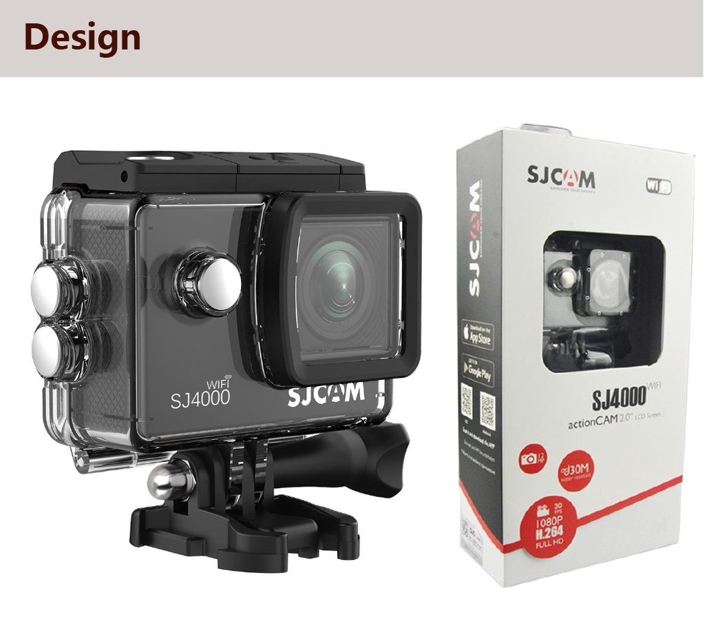 รูปภาพเพิ่มเติมของ SJCAM SJ4000 WiFi 4K 30FPS 12Mp กล้องกันน้ำ กล้องติดหมวก กล้องดำน้ำลึก 30 เมตร Action Camera Web Cam เมนูภาษาไทย ประกัน1ปี