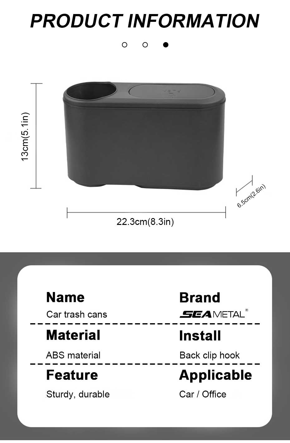 เกี่ยวกับสินค้า SEAMETAL กล่องเก็บของในรถยนต์ ถังขยะ กล่องเก็บของเอนกประสงค์แบบแขวน ที่วางแก้ว อุปกรณ์เสริมในรถยนต์