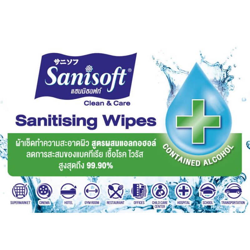 เกี่ยวกับ Sanisoft Sanitising Wipes 80 Sheets / แซนนิซอฟท์ ผ้าเช็ดสูตรผสมแอลกอฮอล์ 80 ชิ้น